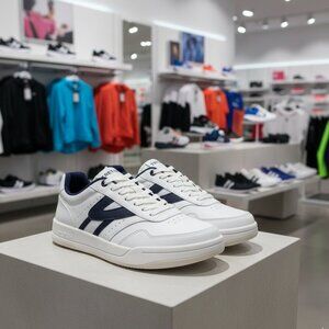 Tretorn DENNIS Sneakers Mens White Dark Navy Trim Ortholite Footbed New in Box